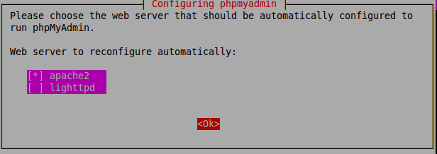 PhpMyAdmin - Scelta web server