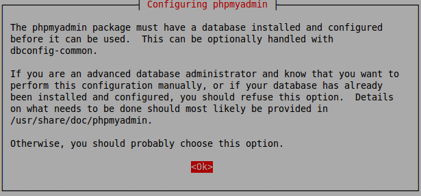 PhpMyAdmin - Schermata informazioni requisiti
