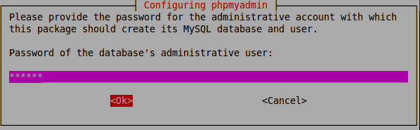 PhpMyAdmin - Schermata richiesta prima password