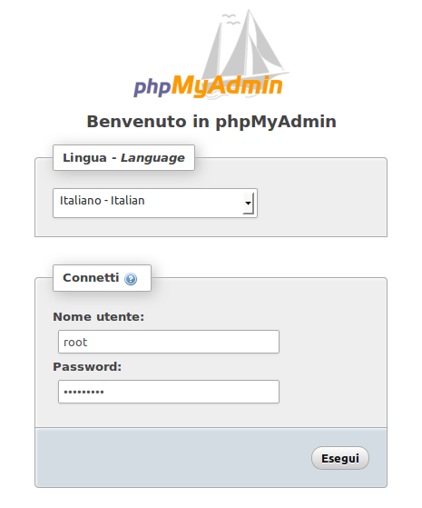 PhpMyAdmin - Login